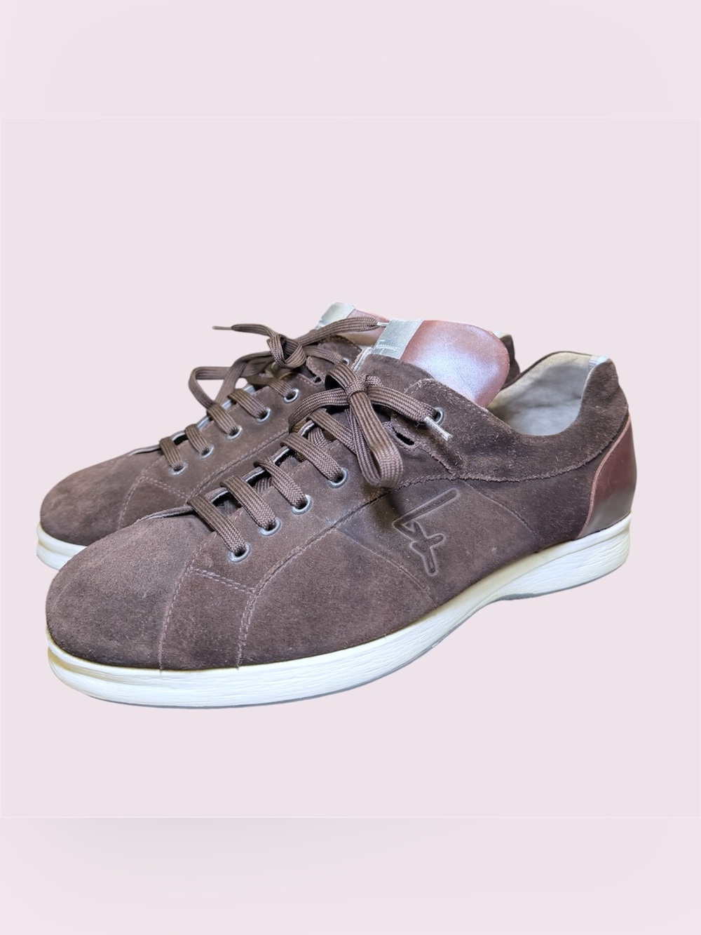 SALVATORE FERRAGAMO Leather World Traveler Trainer Brown Sneaker Suede Size 13